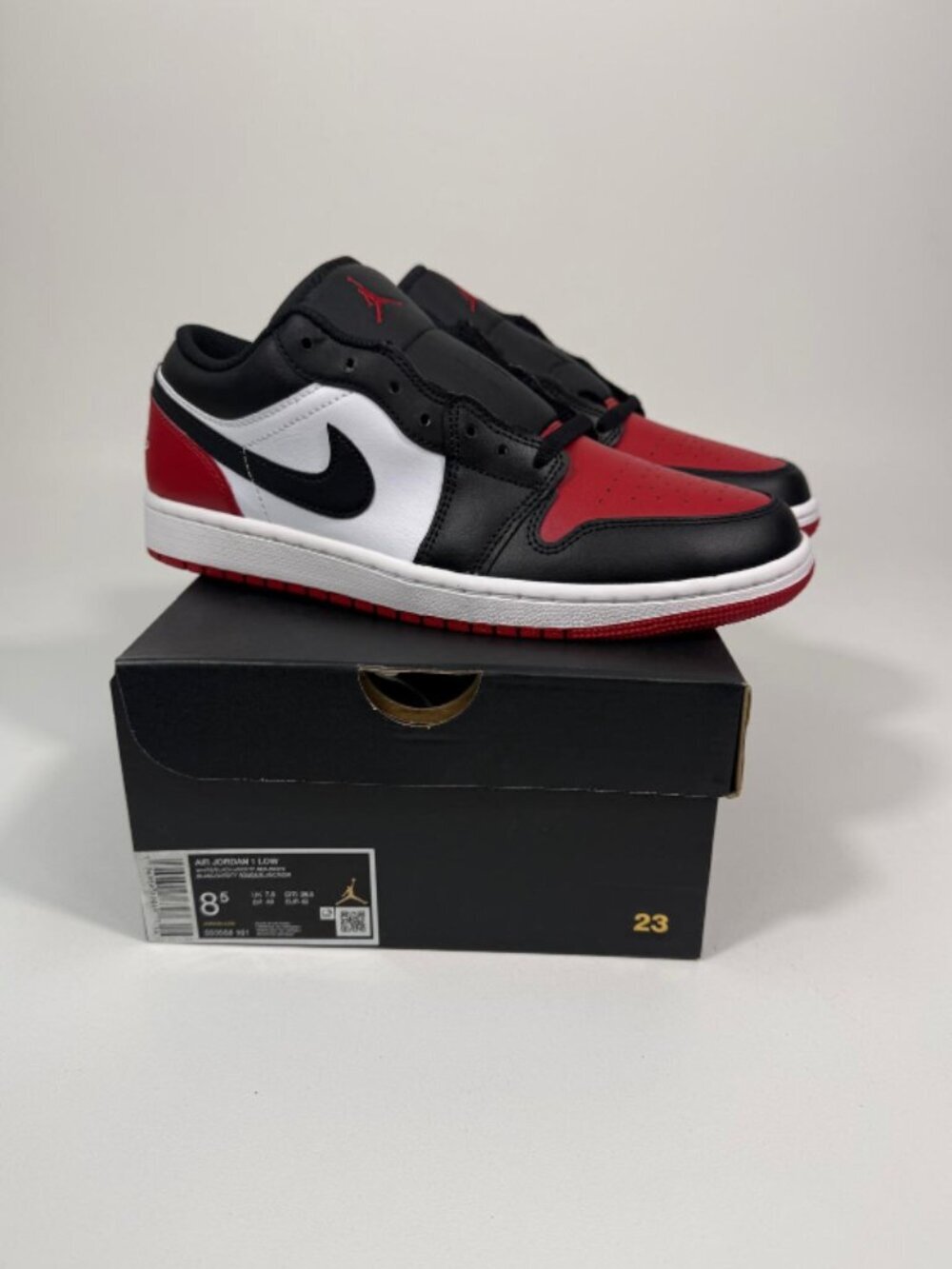 Men Air Jordan 1 Low Sneakers 8.5 White/Black-Varsity Red-White